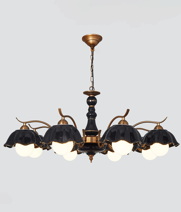 버터린 블랙 8등 도자기직부등 펜던트전등 식탁등